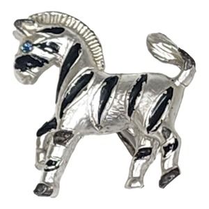 Pewter Zebra Brooch Pin Collectible Wildlife Animal Jewelry Vintage Fashion